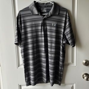 Mens UA gray and black polo